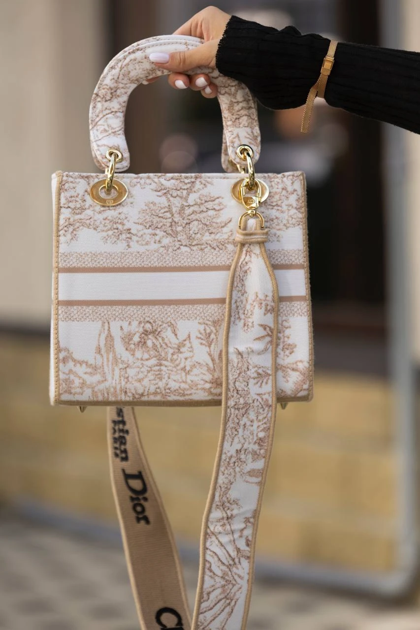 Lady Dior D-Lite Medium Blue Late Toile De Jouy White/Gold - Зображення 2