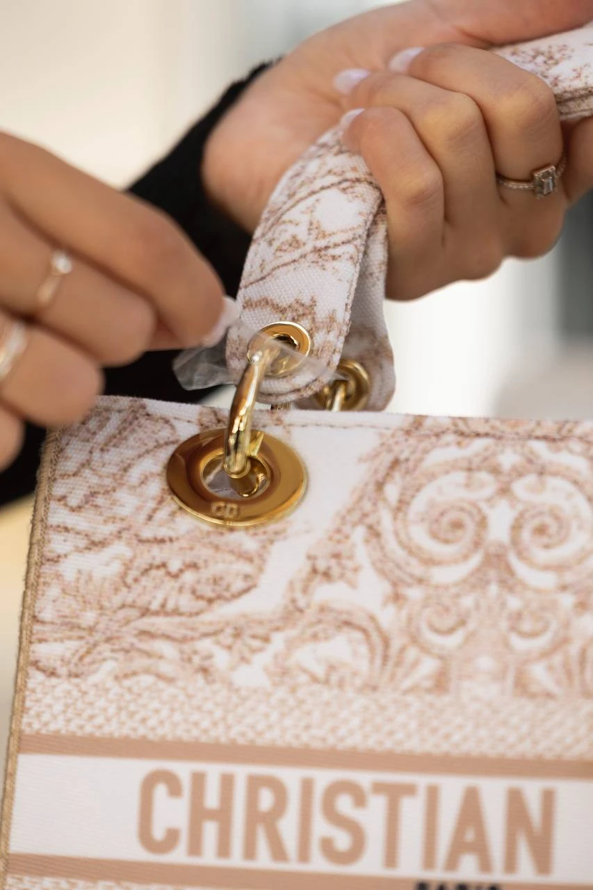 Lady Dior D-Lite Medium Blue Late Toile De Jouy White/Gold - Зображення 4