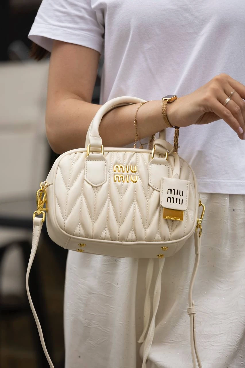 Miu Miu Matelassé Bowler White/Gold - Зображення 3
