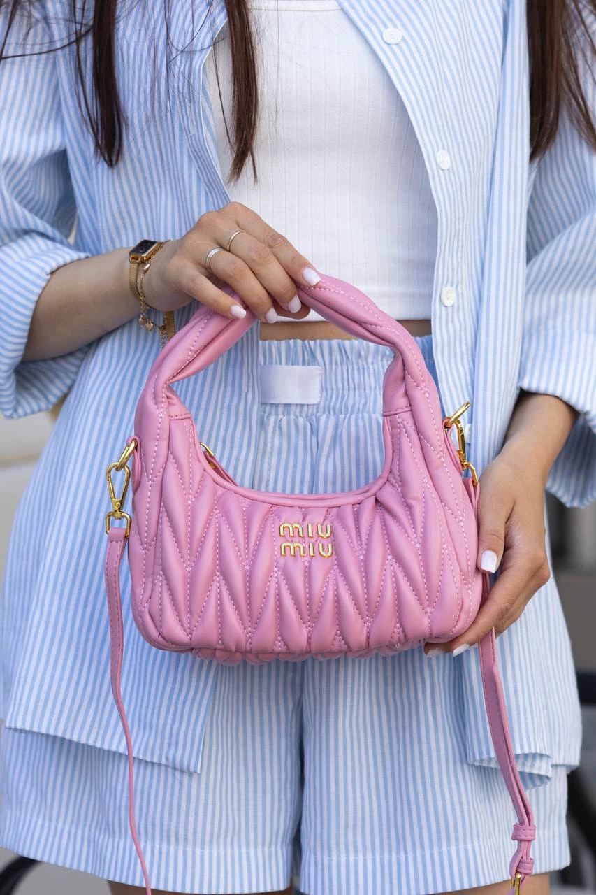 Miu Miu Wander Matelassé Nappa Pink/Gold - Зображення 2