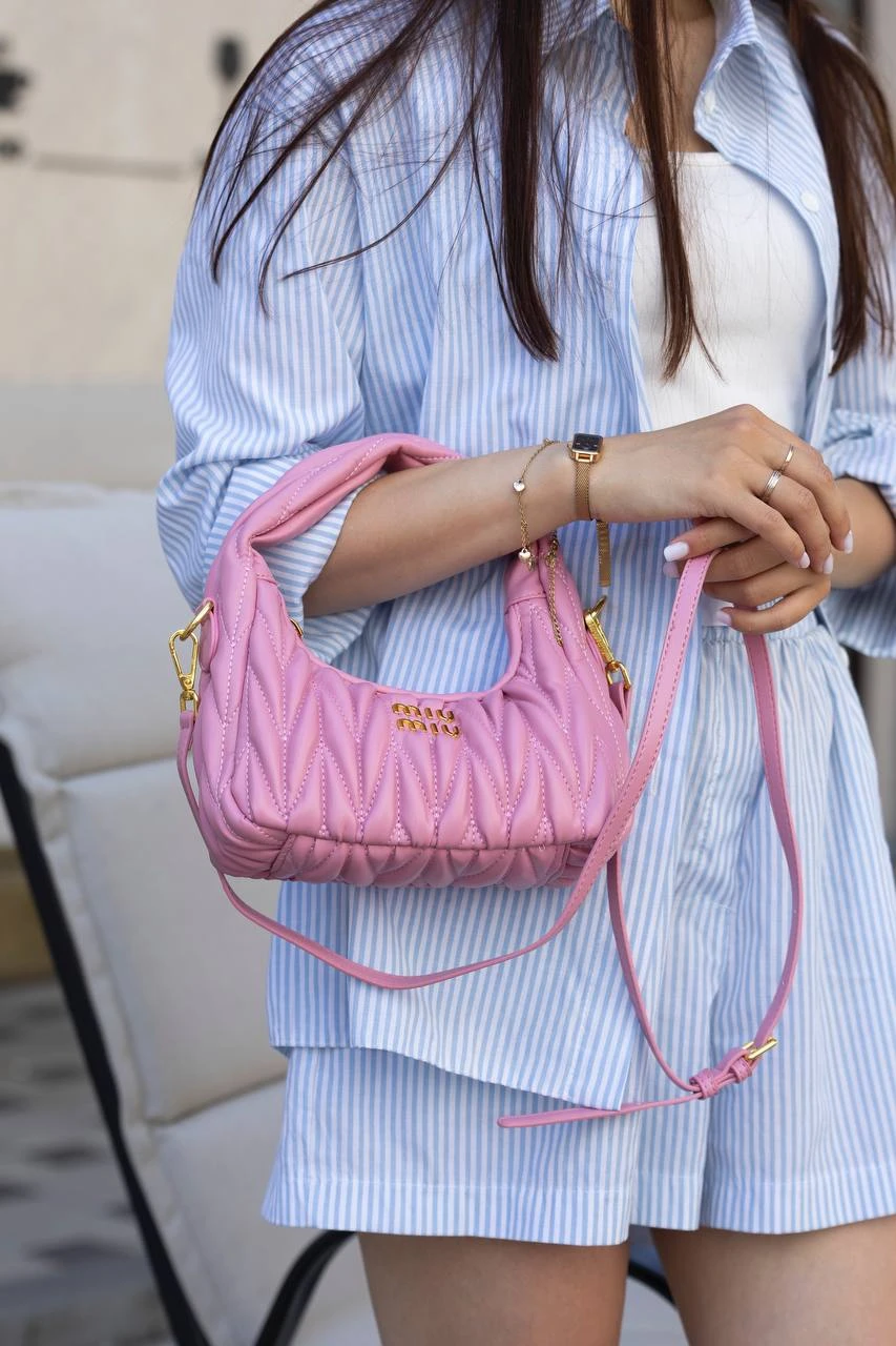 Miu Miu Wander Matelassé Nappa Pink/Gold - Зображення 3